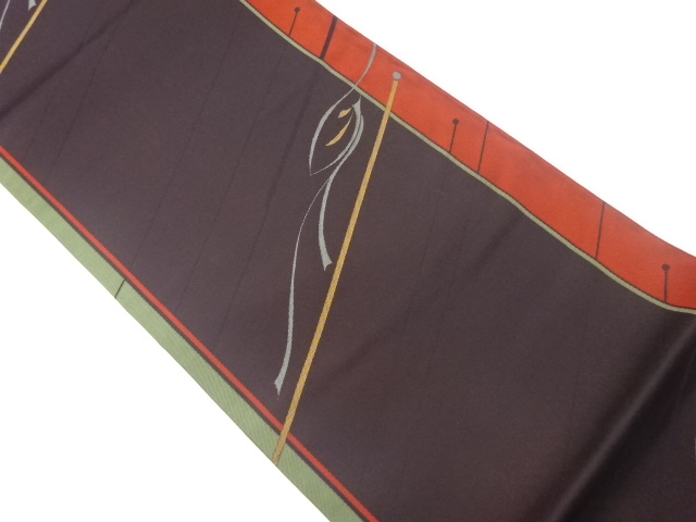 JAPANESE KIMONO / VINTAGE FUKURO OBI / WOVEN DIAGONAL STRIPE & RIBBON